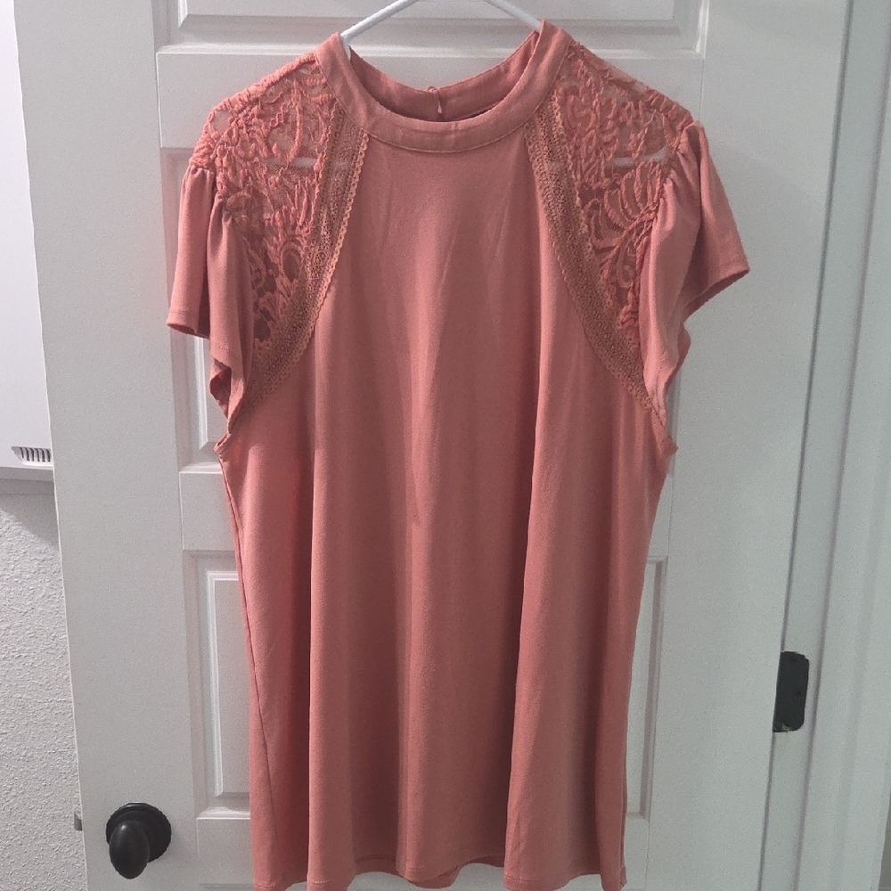 Torrid Lace Accent Blouse - Coral
